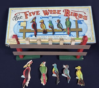 Vintage Shooting Game The Five Wise Birds Includes items in photos. Bird pieces are separating. Box