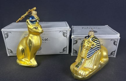 Komozja Kurt Adler Polonaise Egyptian Ornaments Cat measuring 6 inches tall by 3 inches wide and