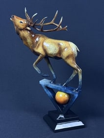 Imago Elk Sculpture Praise Topaz Stephen Herrero 15 inches tall by 11 inches wide. Free from damage.