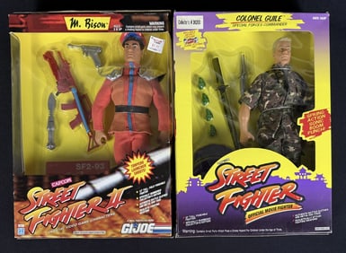 Vintage Street Fighter 12 inch Action Figures Colonel Guile Official Movie Fighter and M. Bison.