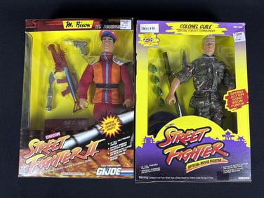 Vintage Street Fighter 12 inch Action Figures Colonel Guile Official Movie Fighter and M. Bison.