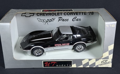 UT Models 1:18 Scale 1978 Corvette Pace Car With box. Box has been previously opened. Box window
