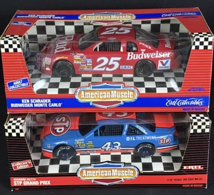 Ertl American Muscle 1:18 Scale Diecast NASCAR Lot 2 cars - Ken Schrader Budweiser Monte Carlo and