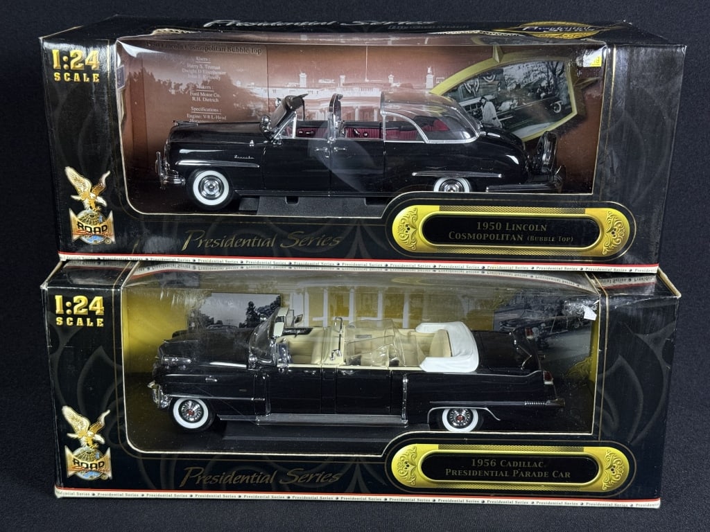 Presidential Series 1:24 Diecast Cars 1950 1956 In original boxes (may have been previously opened): In original boxes (may have been previously opened) measuring 14 x 5 x 5.5 inches.