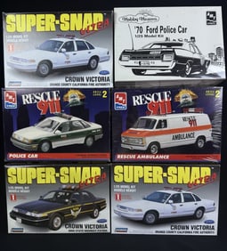 Ertl AMT Jo-Han 1:25 Police Car Model Kit Lot 7 model kits 2 sealed. Others opened and not