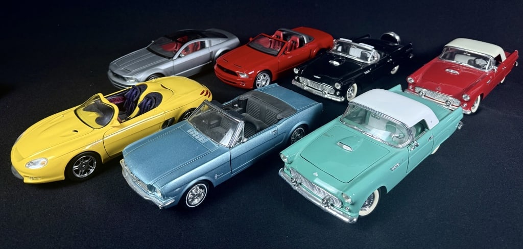 Diecast Metal Cars 1:18 Scale Ford Lot Thunderbirds and Mustangs Seven Models by Beanstalk, Maison, (1 of 6)