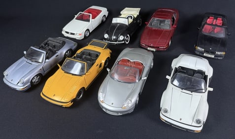 Diecast Metal 1:18 Scale German Sports Car Lot 8 Models by Anson, Guitoy, Solido Maisto, Revell