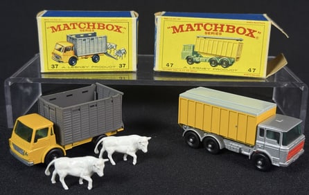 Lesney Matchbox 37 Cattle Truck 47 Tipper Truck With original boxes. Some wear on boxes. Some