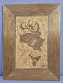 Vintage Ernie Fitz Wood Inlay Art The Dancer #2 Measures 12 x 9 inches. Some scuffs and marks.