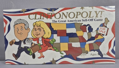 Vintage Sealed Clintonopoly Board Game Small part of seal is torn, see picture #4.