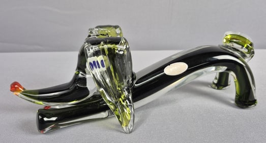 Murano Glass Dachshund Dog Figurine 10 inches. Scuffs on the bottom. No chips or cracks. Please see