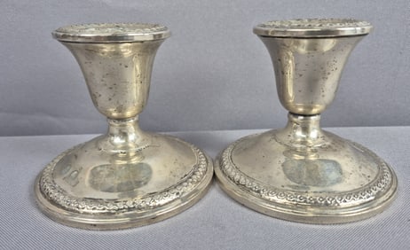 Vintage Rogers Sterling Silver Weighted Candle Holders