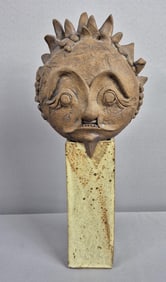Vintage Decorative Pottery Piece 15 inches tall. 2 broken spikes. Please see images for details