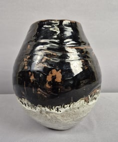 Vintage Glazed Pottery Jar Vase 7 x 9 inches tall. Please see images for details regarding the