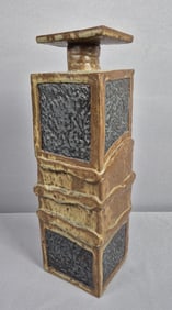 Vintage Handmade Pottery Vase Measures 13 inches tall. Please see images for details regarding the