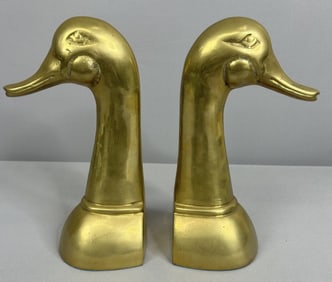Pair of Brass Duck Bookends Ducks measure 8 inches tall. Please see images for details regarding