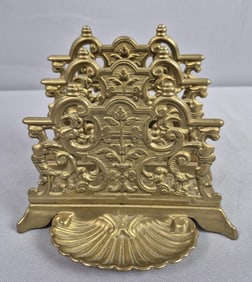 Vintage Brass Letter Rack Organizer Measures 6 x 5 inches tall. Please see images for details