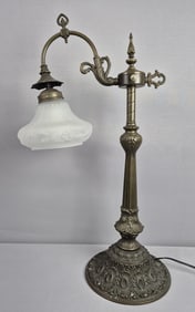 Vintage Art Nouveau Bridge Arm Table Table Works. 26 inches tall. There is a small screw missing