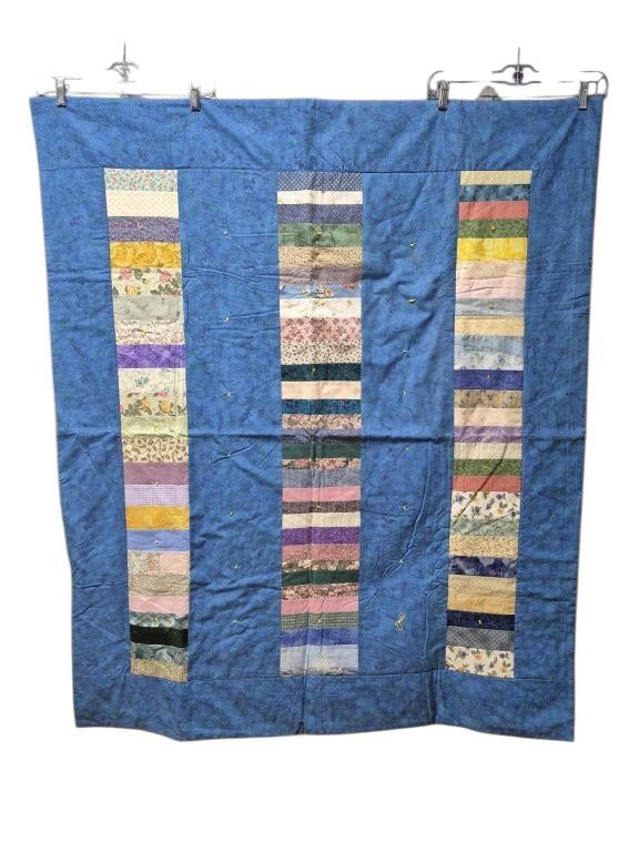 Scrappy Strips Handmade Quilt Measures 44 x 52 inches. Excellent, gently used condition. (1 of 8)