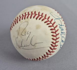Vintage Autographed Baseball Braves Hank Aaron 2 signatures. Ball has stains and marks. Please see
