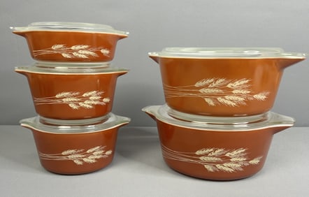 Pyrex Autumn Harvest Casserole Dishes 5pc Set of two 2.5 Qt 475 Set of two 1 L 473 500 ml 471