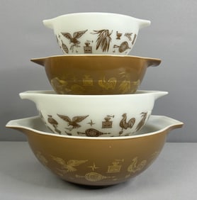 Pyrex Early American Cinderella Bowls Full Set 4 Overall excellent condition. Light scratches on