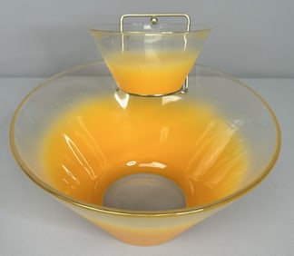 Midcentury Blendo Orange Ombre Chip & Dip Set Midcentury kitchen ombre orange chip and dip set. No
