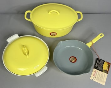 Descoware Enamelware Pots & Pans w/ Tags Set of 3 Skillet pan 9