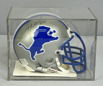 NFL Lions Herman Moore #84 Signed Helmet NFL Detroit Lions signed sports memorabilia. Riddell mini