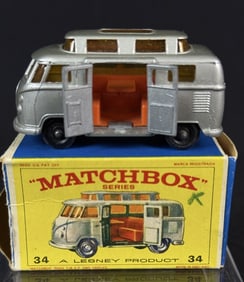 Vintage Matchbox Lesney 34 Volkswagen Camper With original box. Has both doors working. See photos