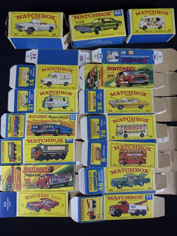 Vintage Lesney Matchbox Empty Box Collection Made in England. Please refer to photos for included (1 of 9)