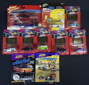Johnny Lightning Diecast Cars Unopened 1/64 10 Cars on card. Creases, warping and wrinkles present