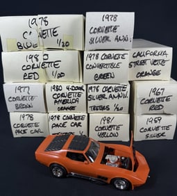 Vintage Assembled Plastic Model Corvette Lot Not Fully inspected or inventoried. 10 x 13 x 10 inches