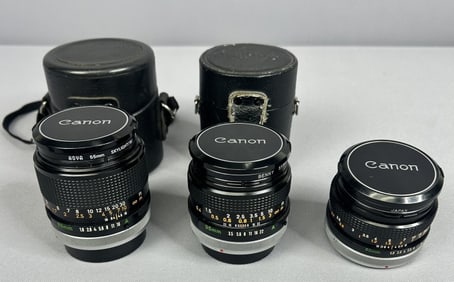 Canon Camera Lens Set of 3 Canon FD lens 35mm F3.5. Canon FD lens 50mm F1.8. missing one cap. Canon