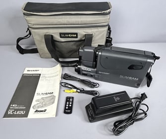 Sharp Slimcam VHS VL-L63U Video Camcorder Sharp Slimcam VHS camcorder with carrying case and
