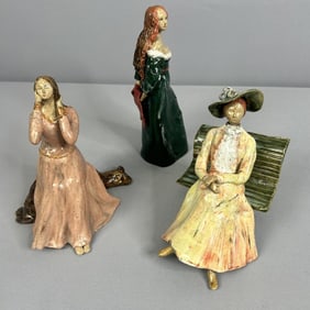 Ceramic Figurines Walk In The Park Lot Set of three PM Doll figurines from Kalamazoo Michigan.