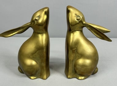 Pair of Brass Rabbit Bookends Pair of Brass Rabbit Bookends