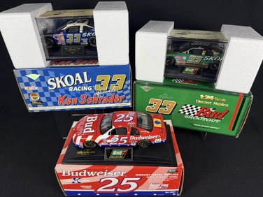 Revell Diecast 1/24 NASCAR Ken Schrader Cars In original boxes measuring 10.5 x 4 x 6 inches.