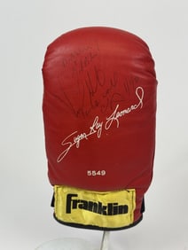Signed Boxing Glove Unknown Signature Franklin Sugar Ray Leonard boxing glove with unknown signature