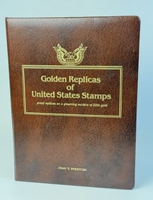 22kt Golden Replicas United States Postage Stamps 1992 and 93. 14 x 5 x 10 inches