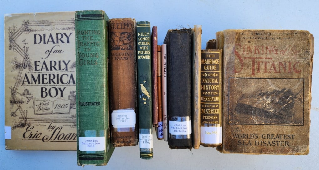 Assorted Antique Books, Titanic, Niagara Falls Lot of 11 assorted antique books. "Diary of an Early: Lot of 11 assorted antique books. "Diary of an Early American Boy" by Eric Sloane (1962); The Marriage Guide or Natural History of Generation for the Use of Married Persons and Those About to Marry of