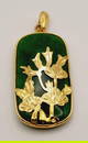 10K Yellow Gold Jade Gilt Overlay Pendant Weighs 5 grams