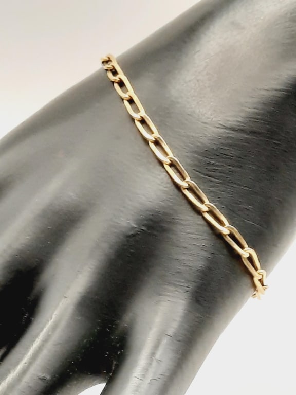 14K Yellow Gold Link Chain Bracelet Italy Weighs 1.9 grams. (1 of 5)