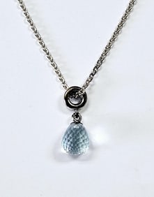 Authentic Pandora .925 Sky Blue Crystal Necklace Necklace weighs 9.8 Grams Measures 22"