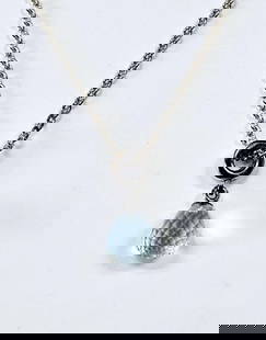 Authentic Pandora .925 Sky Blue Crystal Necklace Necklace weighs 9.8 Grams Measures 22": Necklace weighs 9.8 GramsMeasures 22"