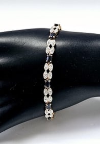Gold Plated 925 Sapphire & Diamond Accent Bracelet Bracelet weighs 12.0