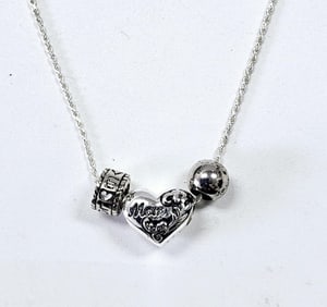 Sterling Silver Mom Charm Necklace Necklace weighs 5.8 Grams Measures 20"