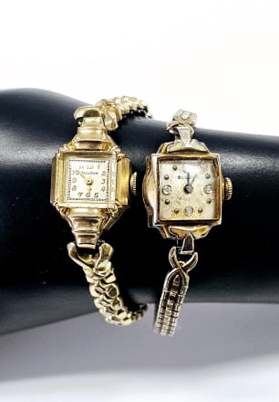 Lot of 2 Vintage Womans Bulova Watches 10K Filled Bulova watch not jewela is 10K Gold Filled: Bulova watch not jewela is 10K Gold Filled #H858026 Bulova watch with jewels 10K Gold Plated #624824 Watches not tested