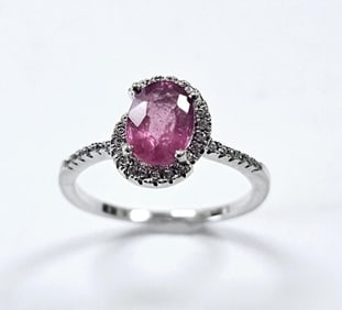 Sterling Silver Lab Created Ruby Ring Ring weighs 2.6 Grams Size 8