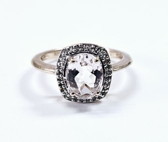 Rose Gold Over Sterling Morganite Ring Ring weighs 3.3 Grams Size 7.5